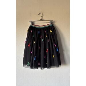 Stella McCartney Tulle Skirt Kids Size 10 Years Rainbow Tassel Black Party Retro